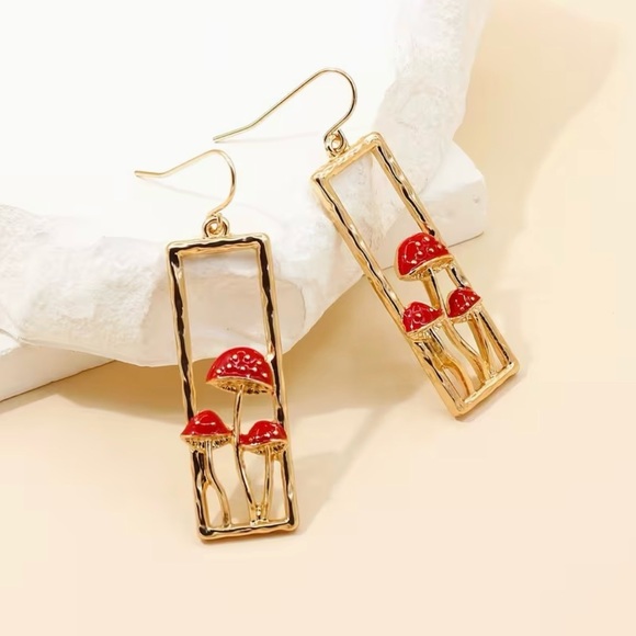 Mushroom Dangle Bohemian Earrings New Modern - Picture 4 of 4